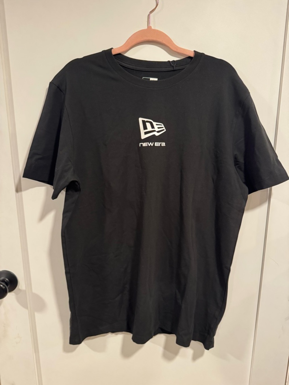 New Era Black T-Shirt with White Logo Tag